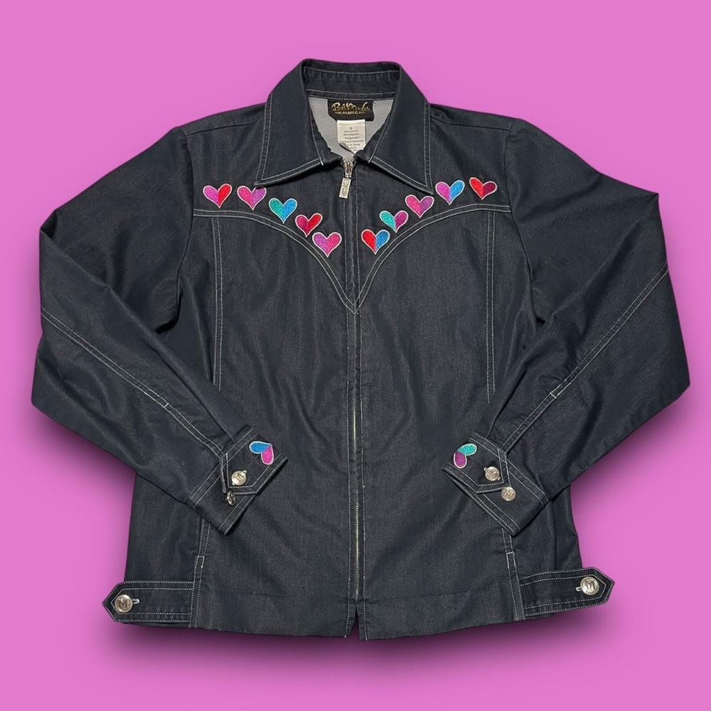 Bob Mackie Heart Embroidered Jacket Size Small Kitsch Retro Art to Wear